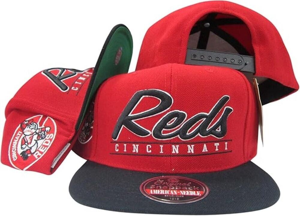 Vintage Cincinnati Reds American Needle Red/Black Adjustable Snapback Hat / Cap
